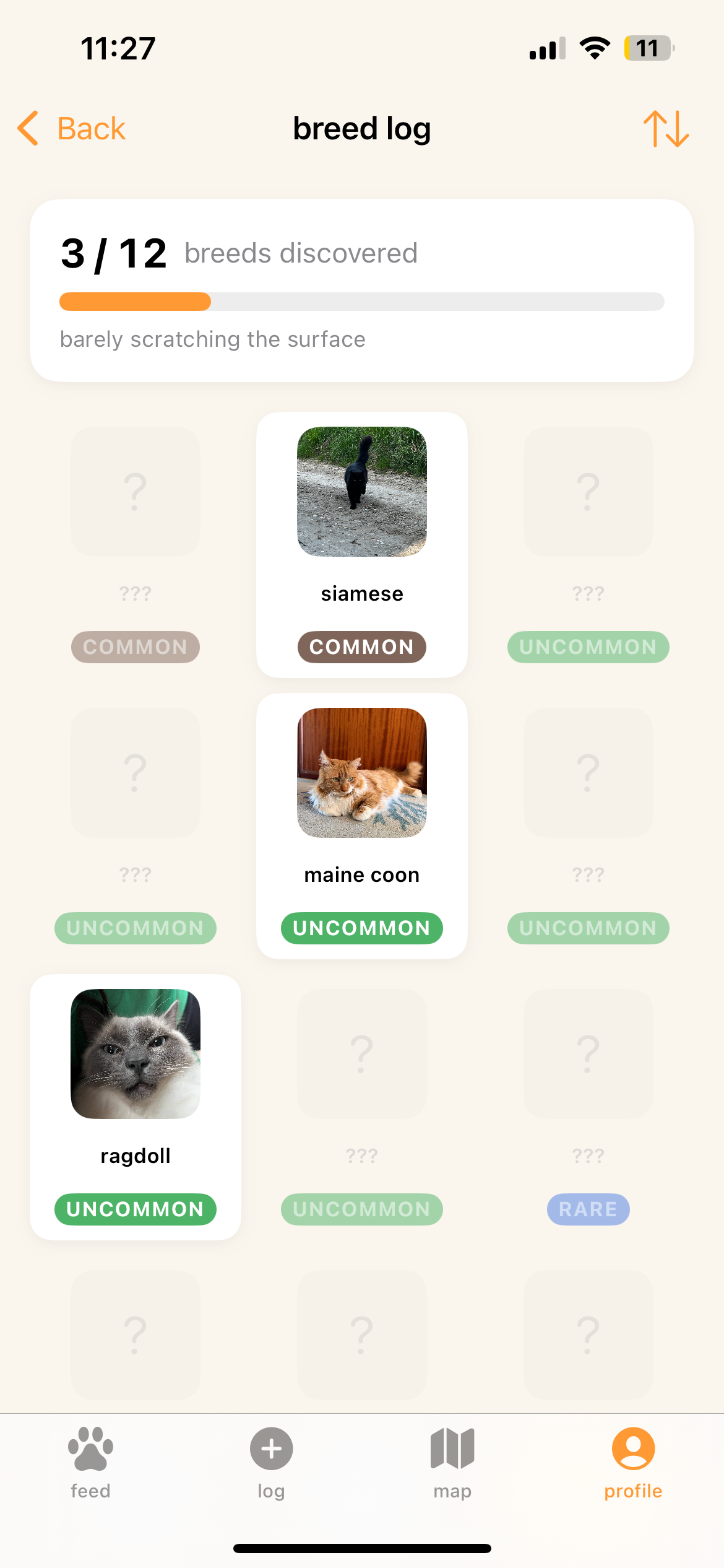 collection screen